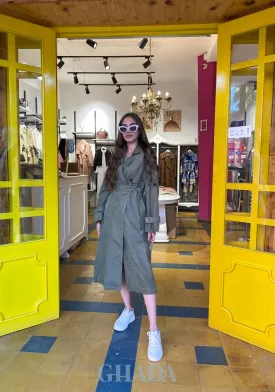 Trench oversize en vert militaire