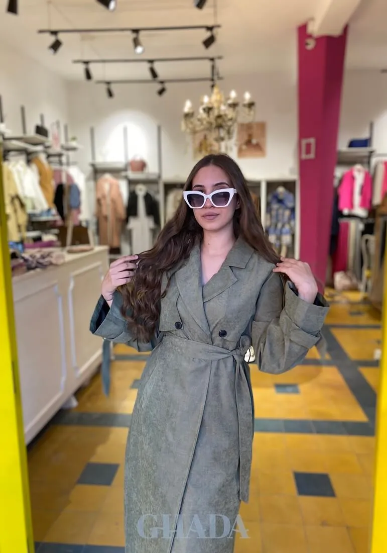 Trench oversize en vert militaire