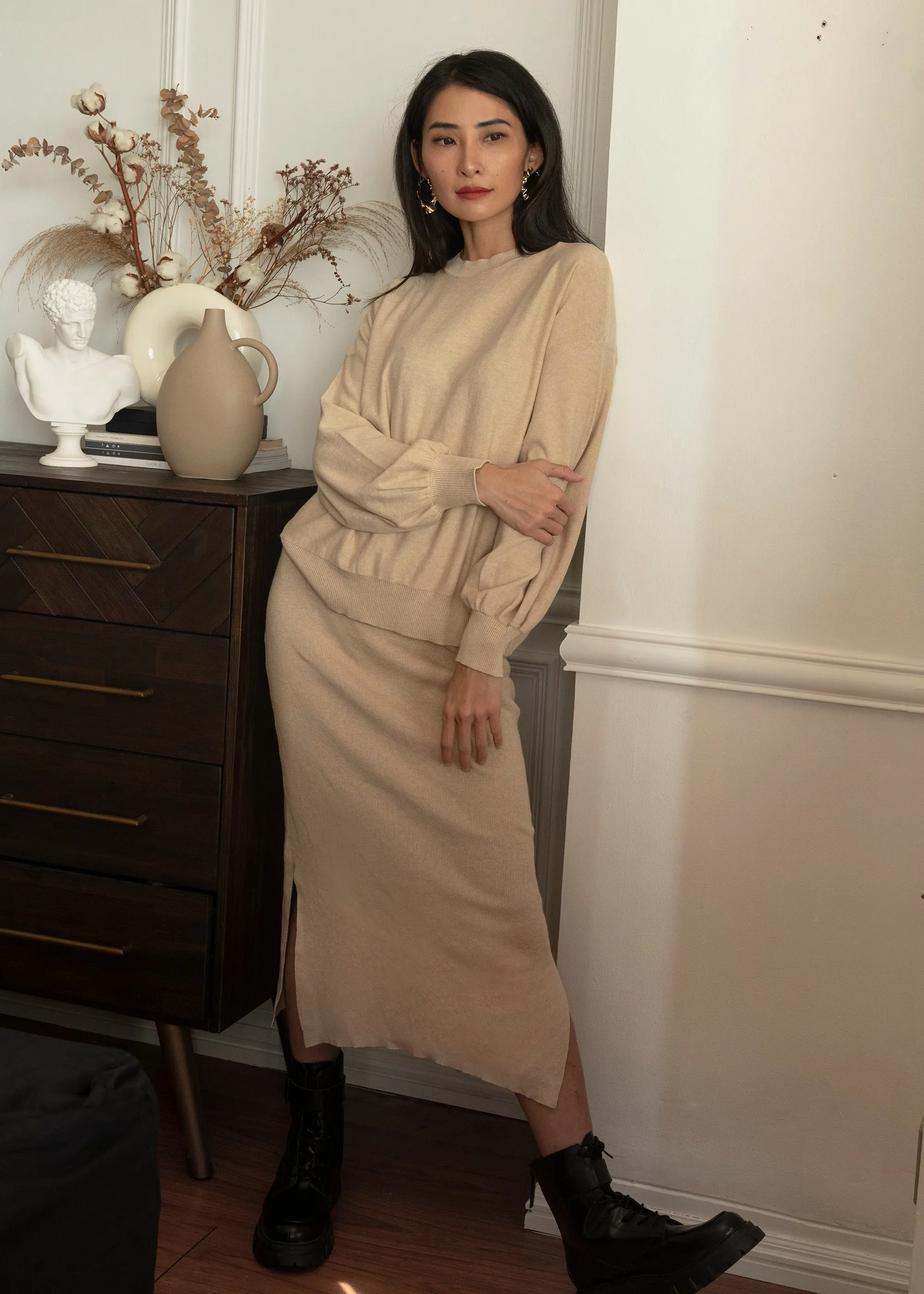 Trondheim Ribbed Skirt in Cream