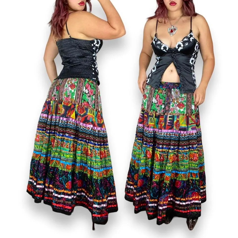 Vintage Bohemian Maxi Skirt (L)