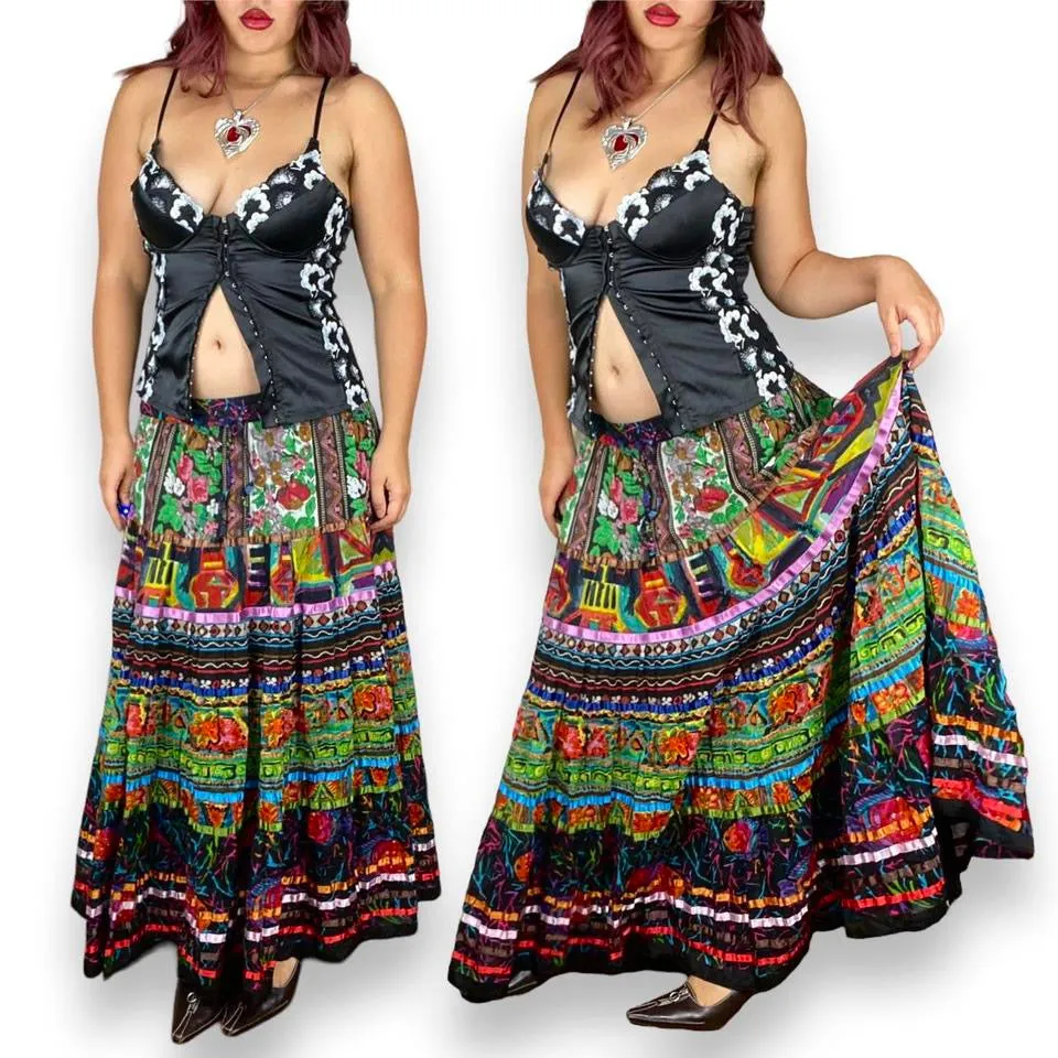 Vintage Bohemian Maxi Skirt (L)