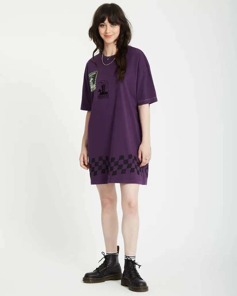 Volcom Women's Filip Rygalski Tee Dress Grape Royale B1312516_GPR