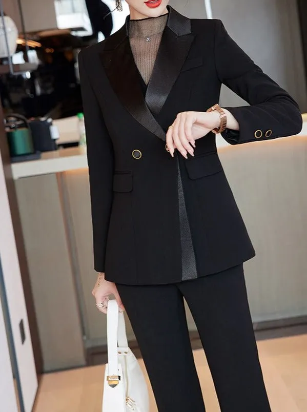 Women Pant Suit Formal Office Ladies Business Work Wear 2 Piece Set Female