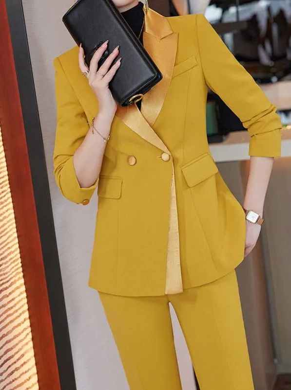 Women Pant Suit Formal Office Ladies Business Work Wear 2 Piece Set Female