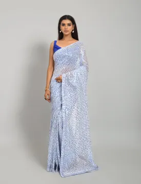 Women Party Wear Designer Blue Colour Georgette Silk Fabric Sequence Embroidery Worked Saree Collection