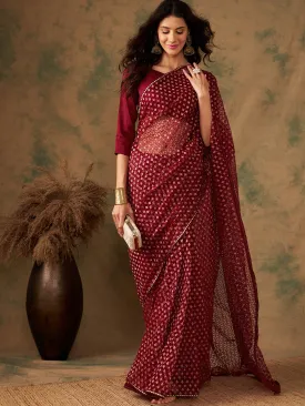 Women Party Wear Heavy Net Saree With Un Stitched Blouse