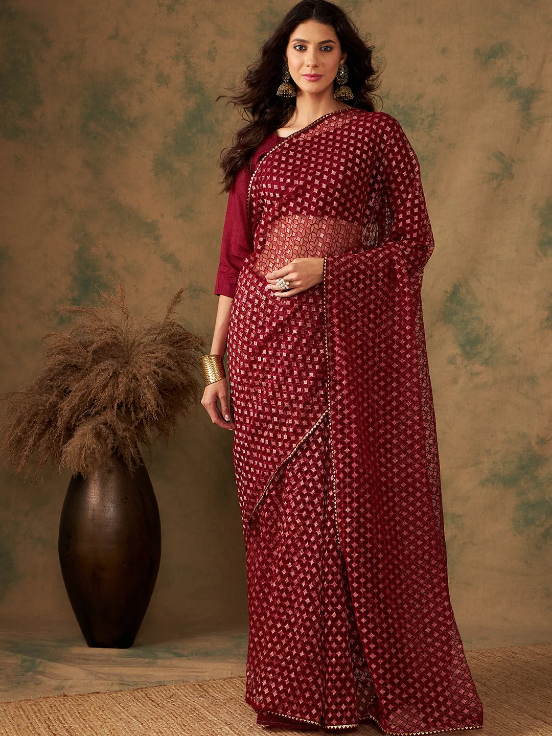 Women Party Wear Heavy Net Saree With Un Stitched Blouse