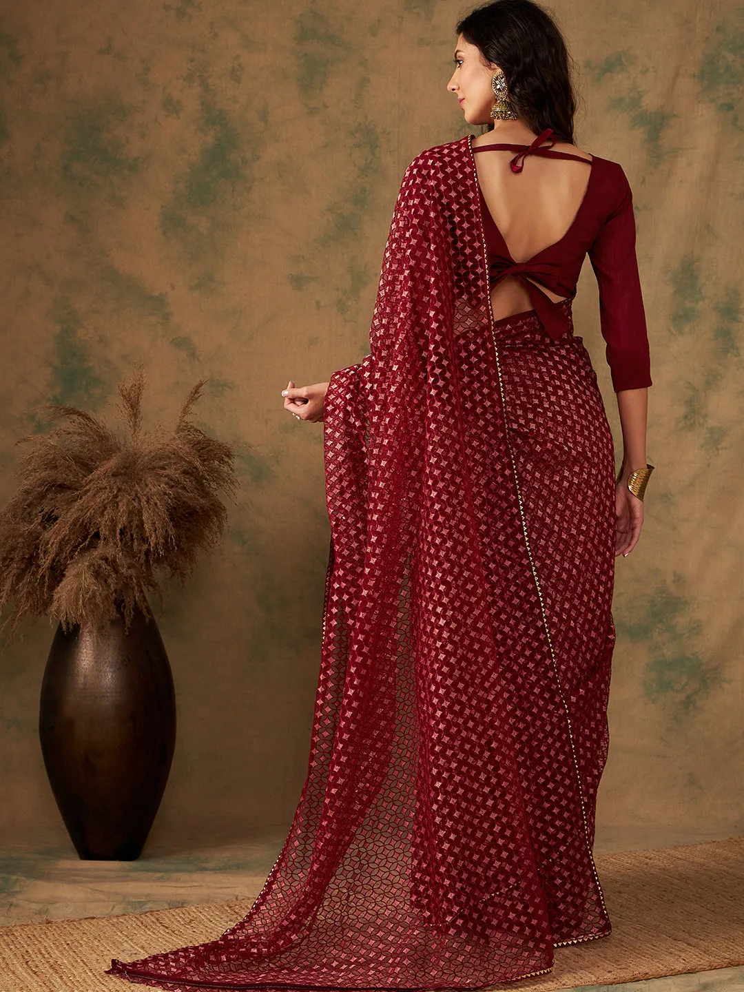 Women Party Wear Heavy Net Saree With Un Stitched Blouse