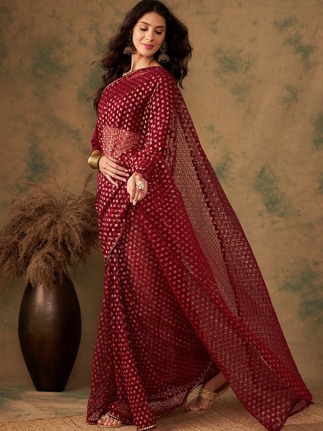 Women Party Wear Heavy Net Saree With Un Stitched Blouse