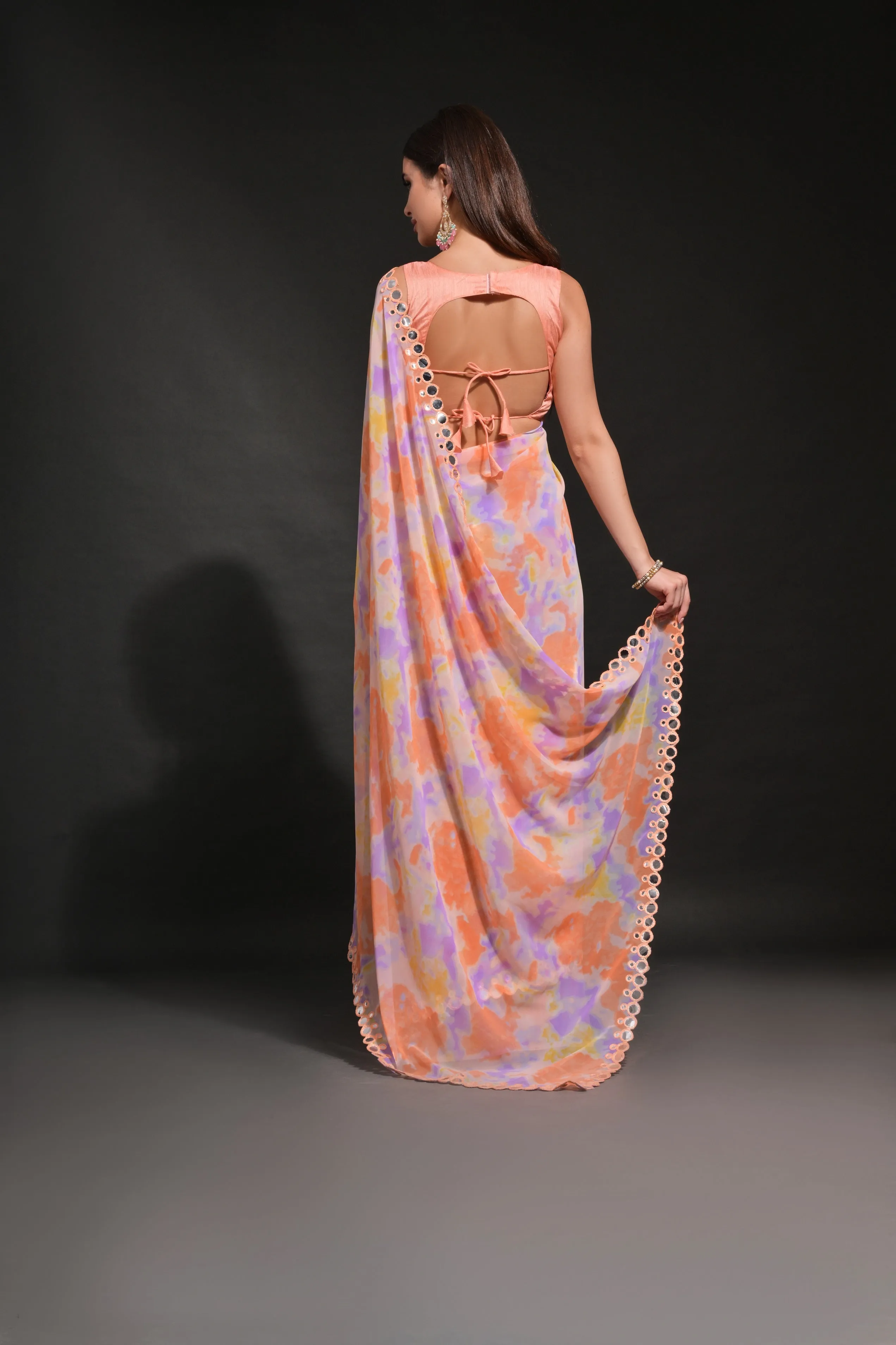 Women Party Wear Prizm Printed Georgette Saree With Un Stitched Blouse