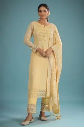 Yellow Georgette Resham Embroidered Suit Set